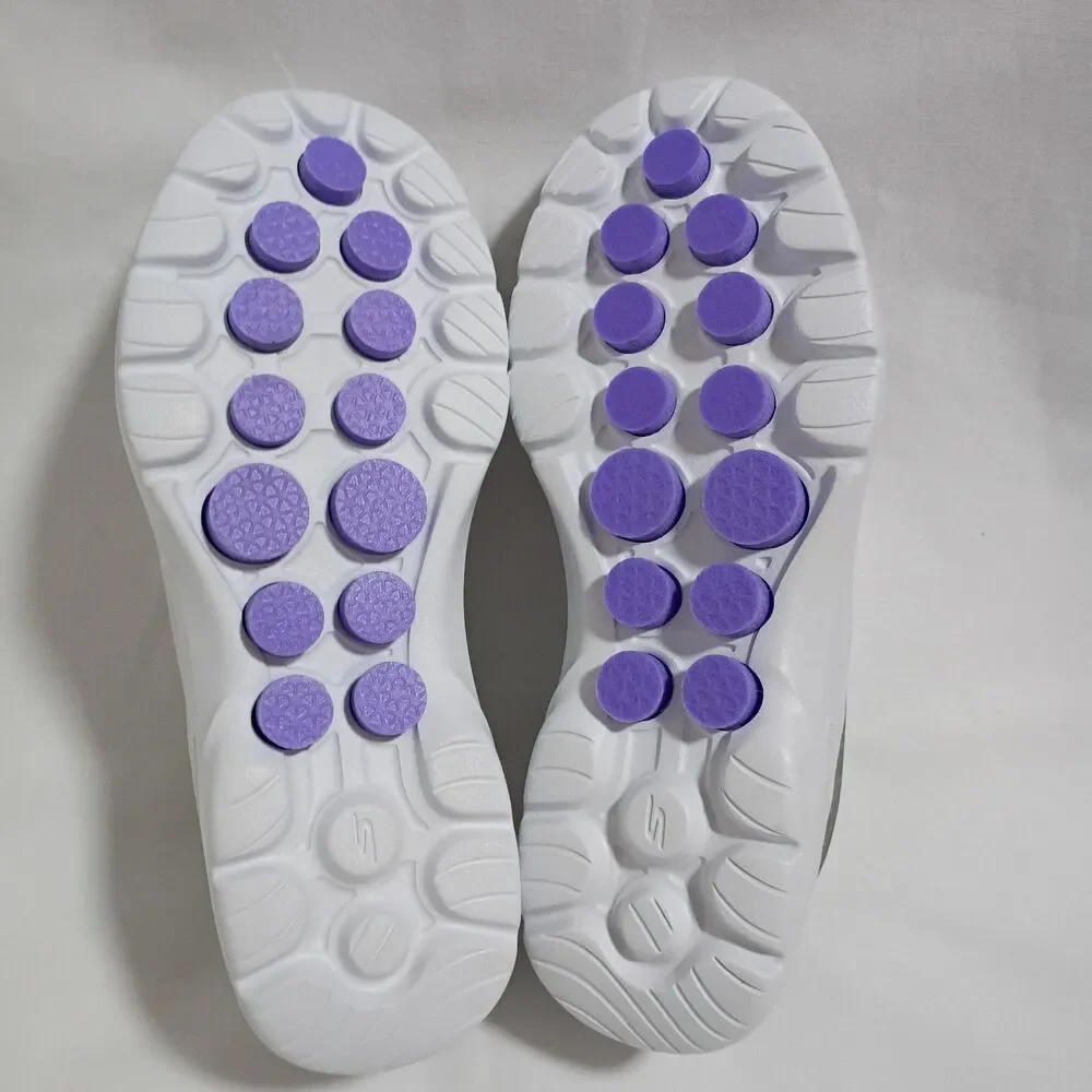 SKECHERS GO WALK 6 Women’s Size 6.5 White Lilac Sneakers 124554 EUC